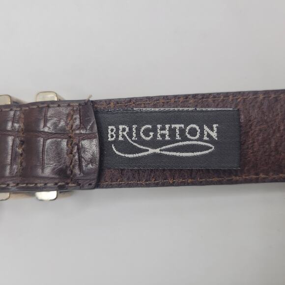 Brighton Belt Med Brown Leather Western Croc Embossed Cowgirl Rodeo Filigree USA main image 6